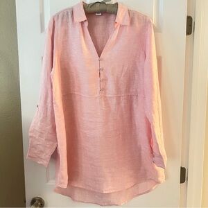 Sigrid Olsen Pink Women's Top 100% Linen - Size L